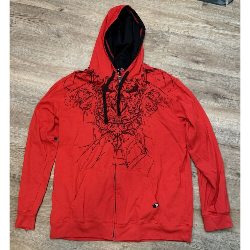Sinister Unisex XLarge Red and Black Hoodie Sweatshirt Full Zip